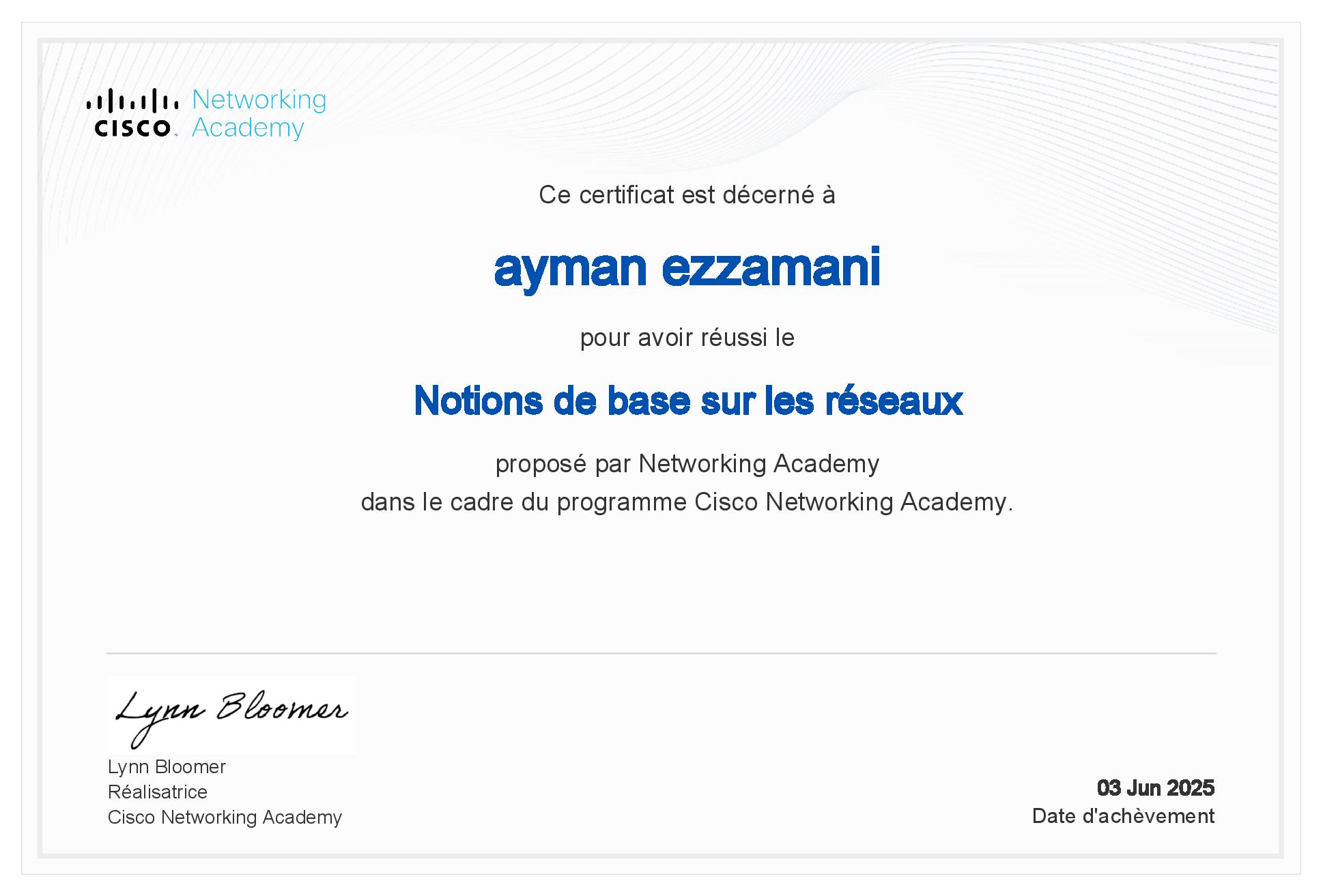Aperçu du certificat Cisco – Notions de base sur les réseaux